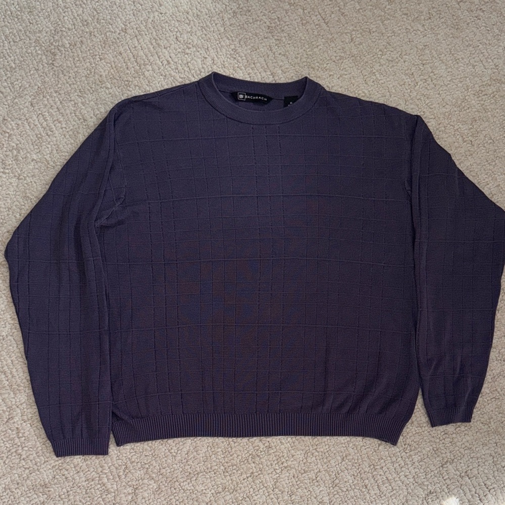 Bachrach Men's Deep Purple Crewneck Sweater